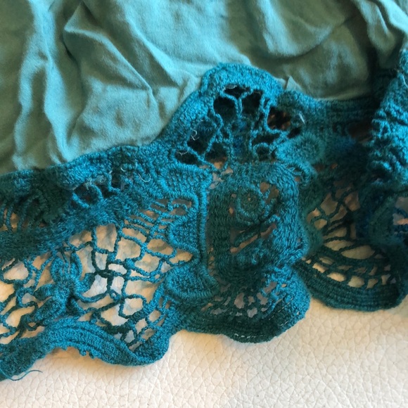 Free People green/teal boho sleeveless top with adjustable straps - Picture 6 of 12